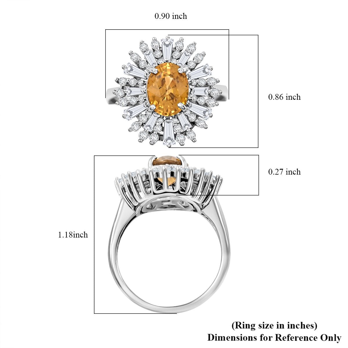 D'Joy Premium Tanzania Yellow Zircon and White Zircon 4.40 ctw Frosted Majesty Ring in Rhodium Over Sterling Silver (Size 10.0) image number 5