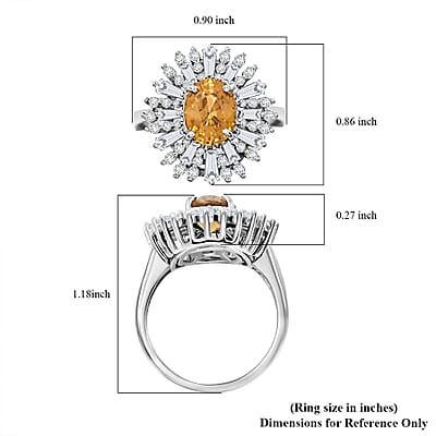 D'Joy Premium Tanzania Yellow Zircon and White Zircon 4.40 ctw Frosted Majesty Ring in Rhodium Over Sterling Silver (Size 10.0)