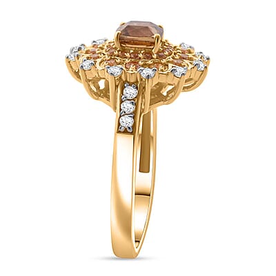 D'Joy Premium Tanzania Yellow Zircon and Multi Gemstone 2.00 ctw Golden Garden Ring in 18K Vermeil Yellow Gold Over Sterling Silver (Size 10.0)