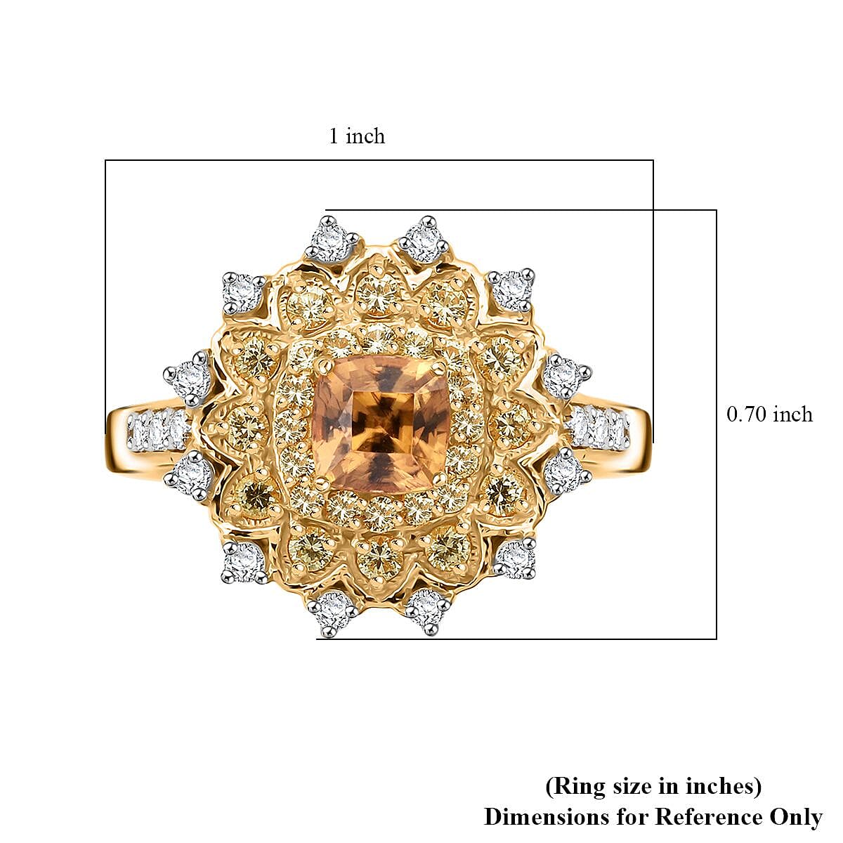D'Joy Premium Tanzania Yellow Zircon and Multi Gemstone 2.00 ctw Golden Garden Ring in 18K Vermeil Yellow Gold Over Sterling Silver (Size 10.0)