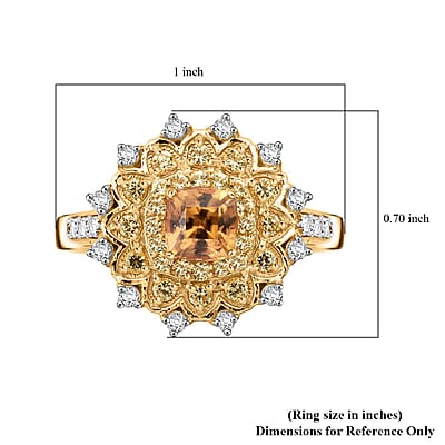 D'Joy Premium Tanzania Yellow Zircon and Multi Gemstone 2.00 ctw Golden Garden Ring in 18K Vermeil Yellow Gold Over Sterling Silver (Size 10.0)
