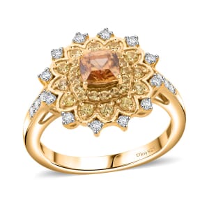 Premium Tanzania Yellow Zircon and Multi Gemstone 2.00 ctw Golden Garden Ring in 18K Vermeil Yellow Gold Over Sterling Silver (Size 7.0) 