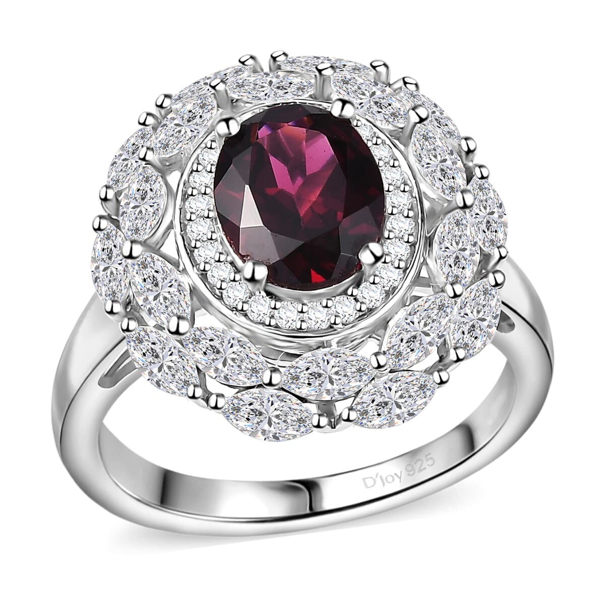 Orissa Rhodolite Garnet, White Zircon Ring in Rhodium Over Sterling Silver (Size 10.0) 4.75 ctw image number 0