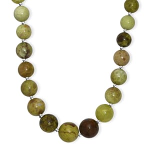Green Opal 385.00 ctw Beaded Necklace in Stainless Steel 18 Inches