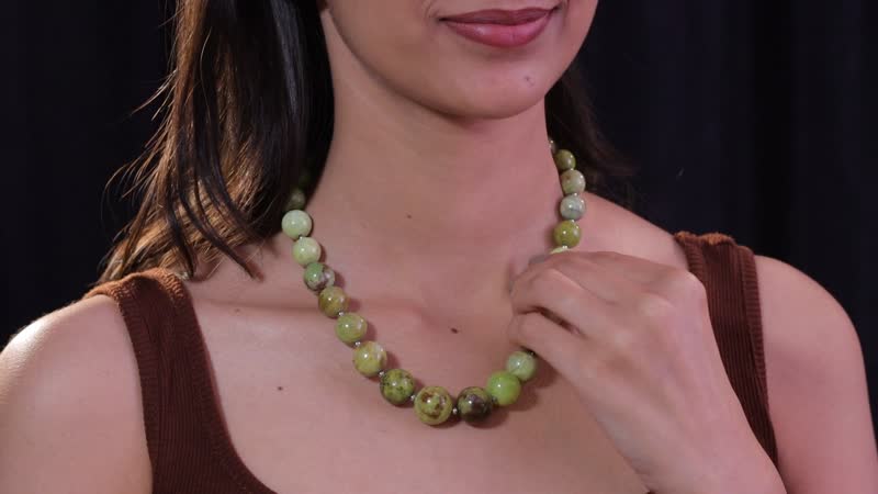 Green Opal 385.00 ctw Beaded Necklace in Stainless Steel 18 Inches