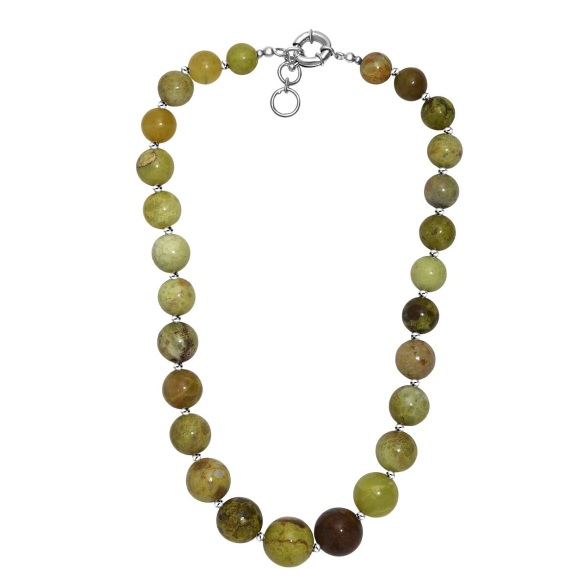Green Opal 385.00 ctw Beaded Necklace in Stainless Steel 18 Inches image number 3