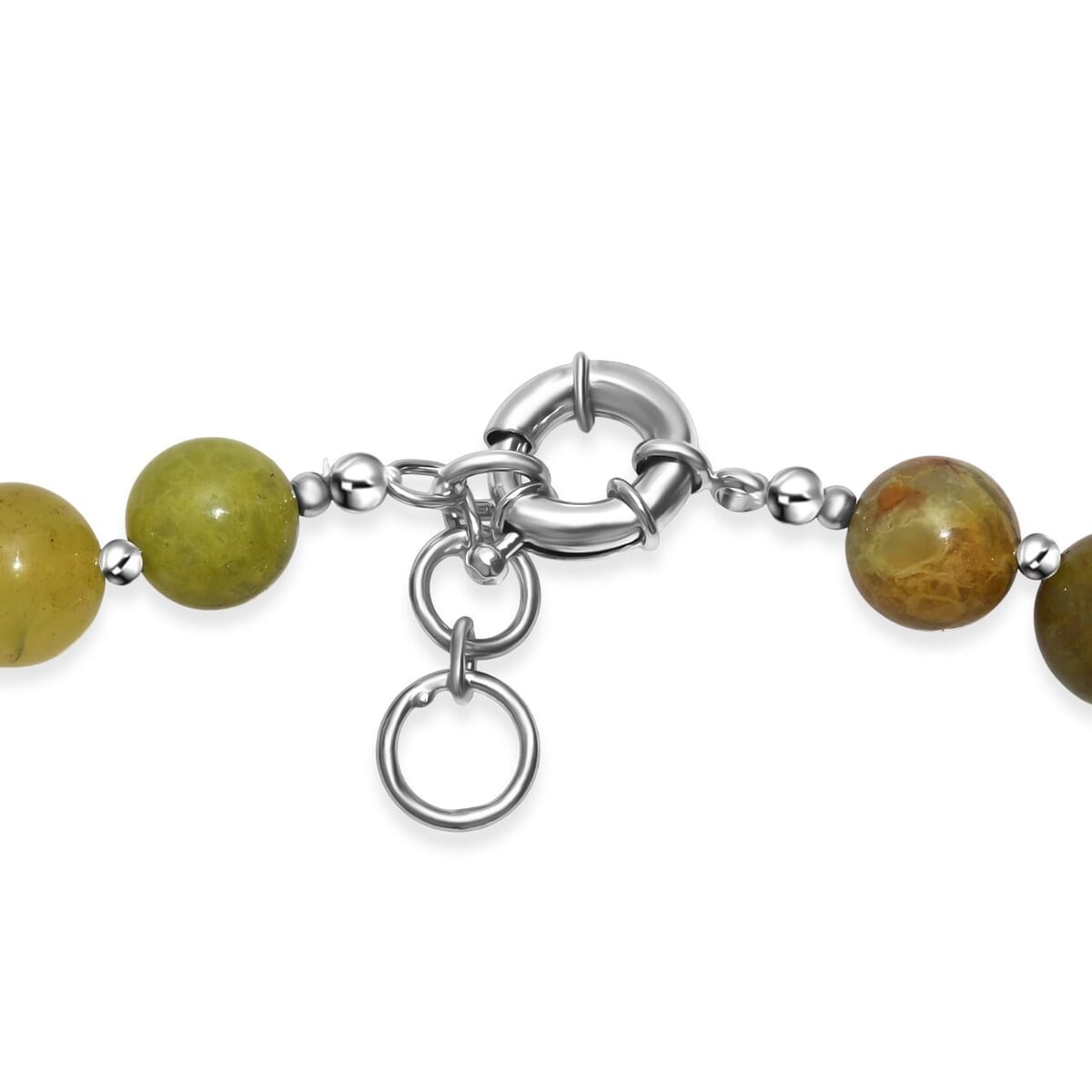 Green Opal 385.00 ctw Beaded Necklace in Stainless Steel 18 Inches image number 4