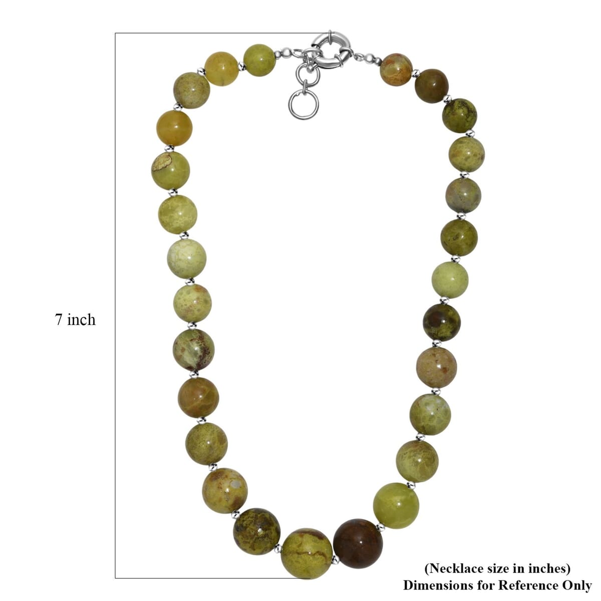 Green Opal 385.00 ctw Beaded Necklace in Stainless Steel 18 Inches image number 5