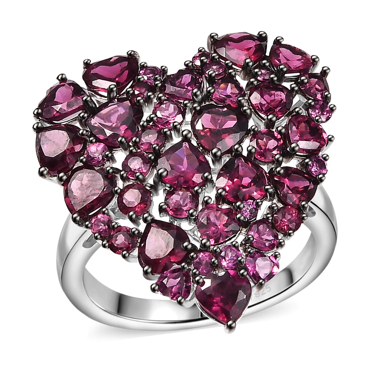 D'Joy Orissa Rhodolite Garnet 10.80 ctw Eternal Love Heart Ring in Rhodium Over Sterling Silver (Size 5.0) image number 0
