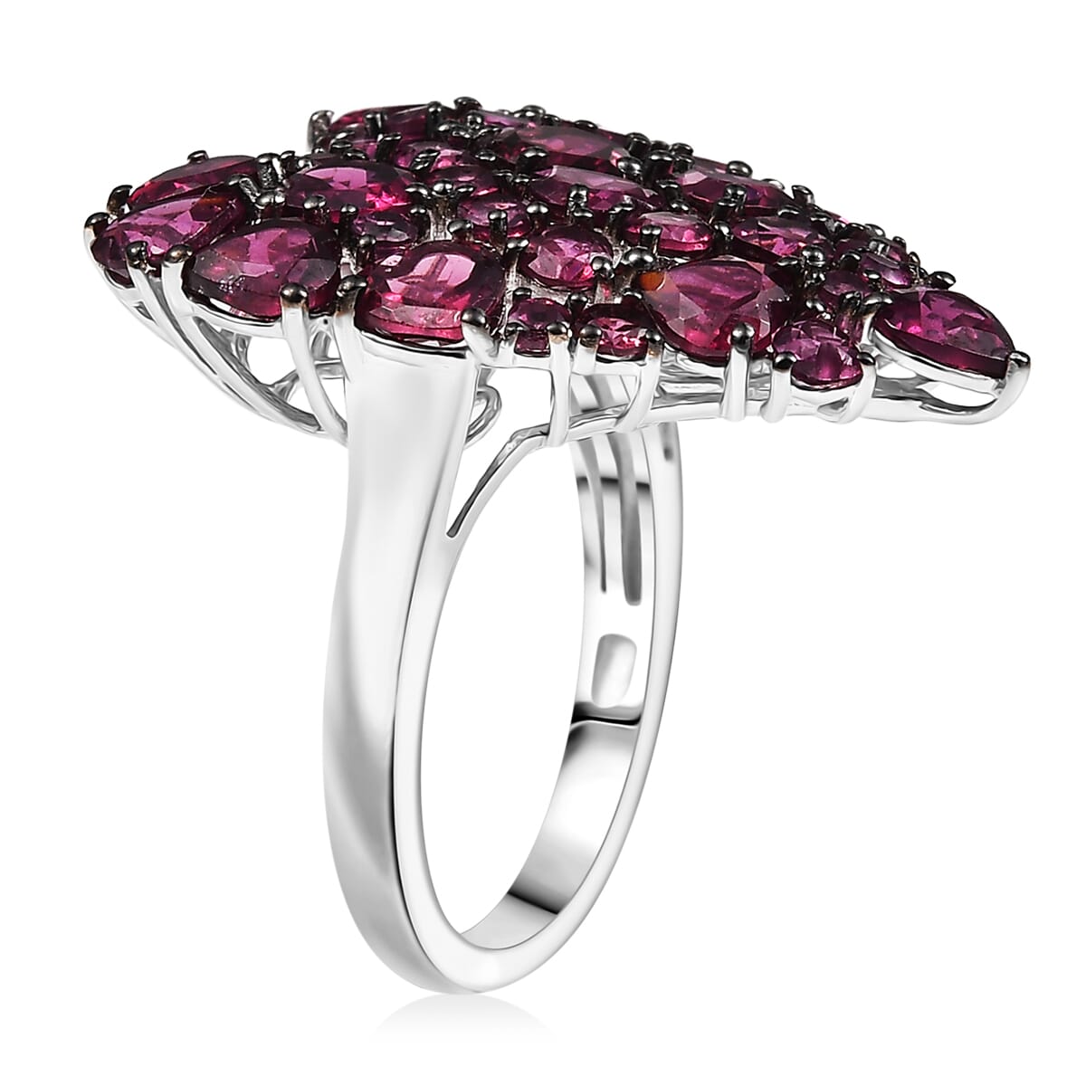 D'Joy Orissa Rhodolite Garnet 10.80 ctw Eternal Love Heart Ring in Rhodium Over Sterling Silver (Size 5.0) image number 3