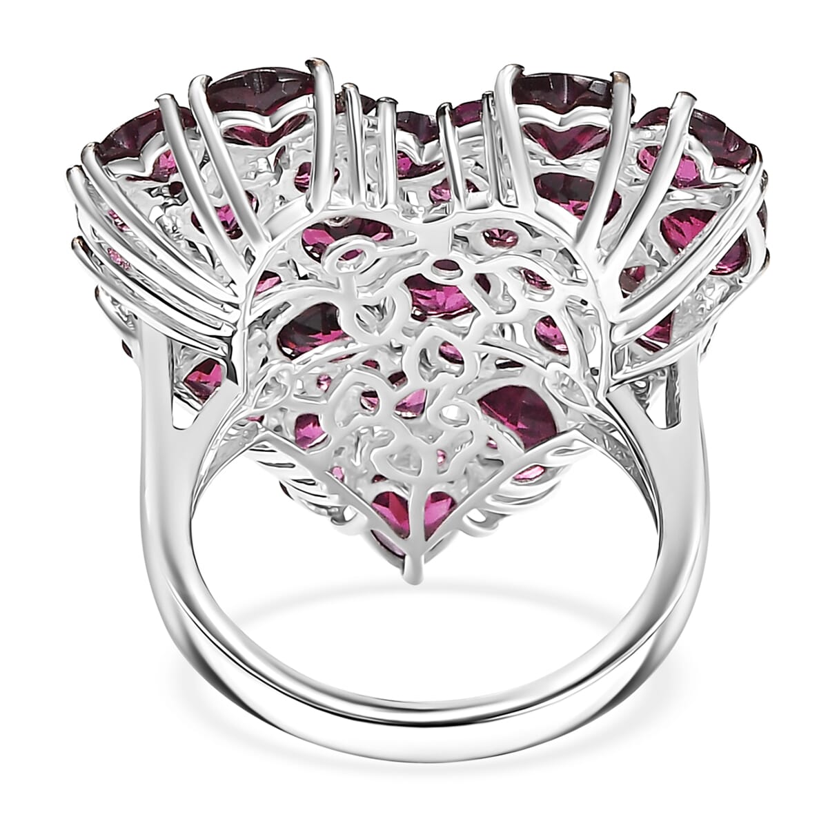 D'Joy Orissa Rhodolite Garnet 10.80 ctw Eternal Love Heart Ring in Rhodium Over Sterling Silver (Size 5.0) image number 4