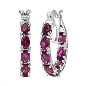 D'Joy Orissa Rhodolite Garnet 8.90 ctw Vines Earrings in Rhodium Over Sterling Silver