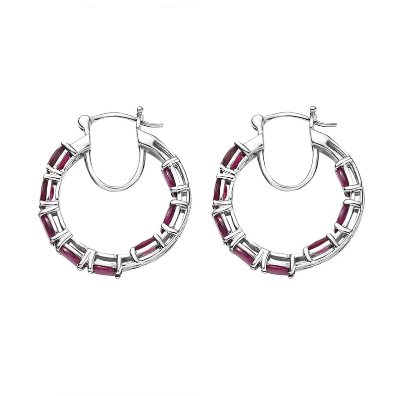 D'Joy Orissa Rhodolite Garnet 8.90 ctw Vines Earrings in Rhodium Over Sterling Silver