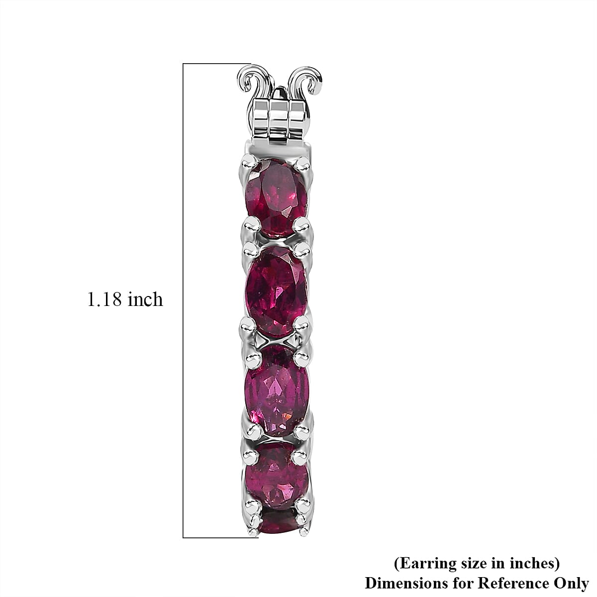 D'Joy Orissa Rhodolite Garnet 8.90 ctw Vines Earrings in Rhodium Over Sterling Silver