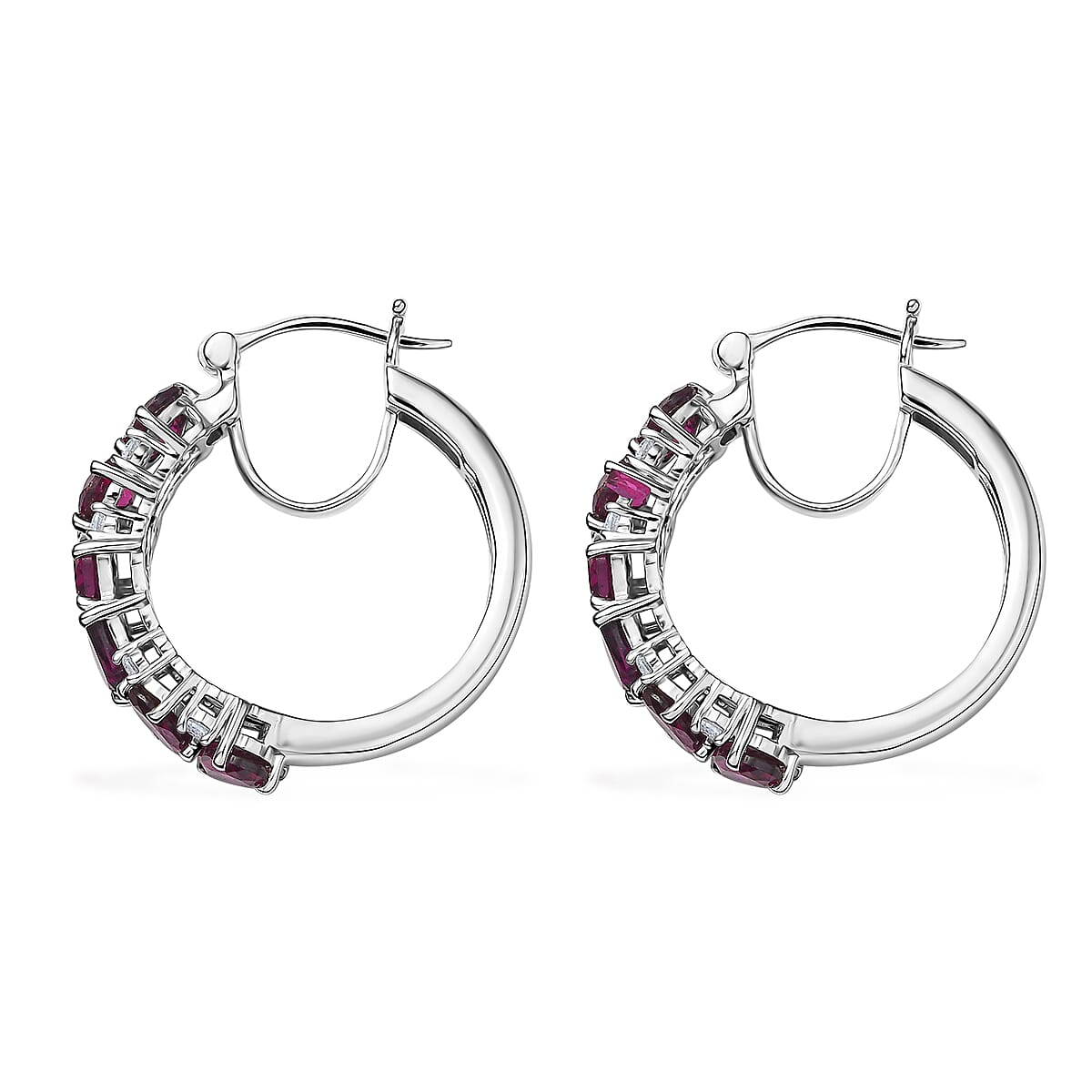 D'Joy Orissa Rhodolite Garnet and White Zircon 6.50 ctw Leaves Vines Earrings in Rhodium Over Sterling Silver