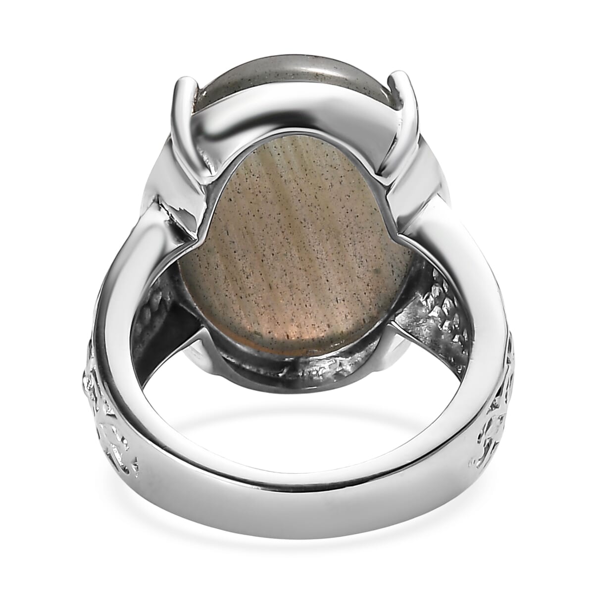 Madagascar Fire Labradorite 18.10 ctw Ring in Stainless Steel (Size 10.0) image number 3