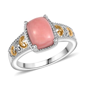 D'Joy Oregon Peach Opal 2.00 ctw Ring in 18K Vermeil YG and Rhodium Over Sterling Silver (Size 10.0)