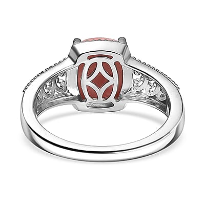 D'Joy Oregon Peach Opal 2.00 ctw Ring in 18K Vermeil YG and Rhodium Over Sterling Silver (Size 10.0)