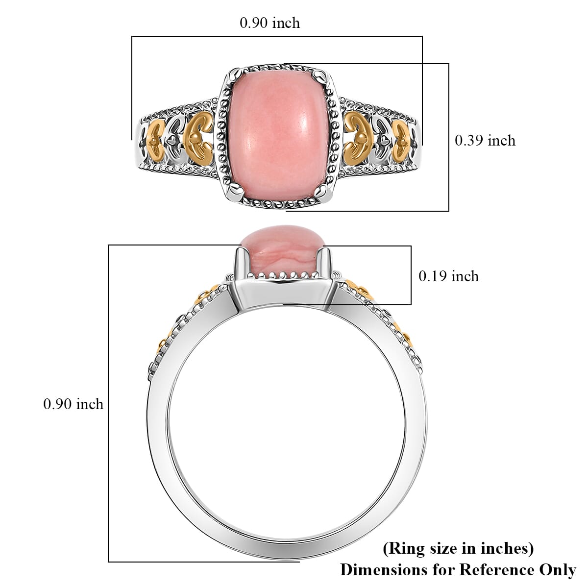 D'Joy Oregon Peach Opal 2.00 ctw Ring in 18K Vermeil YG and Rhodium Over Sterling Silver (Size 10.0) image number 5