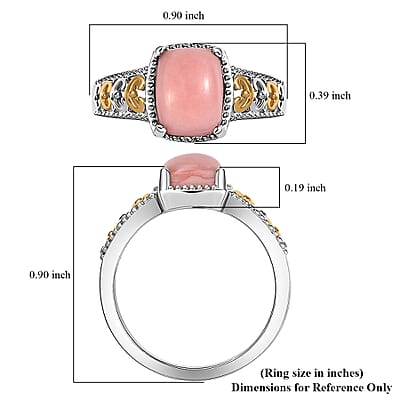D'Joy Oregon Peach Opal 2.00 ctw Ring in 18K Vermeil YG and Rhodium Over Sterling Silver (Size 10.0)