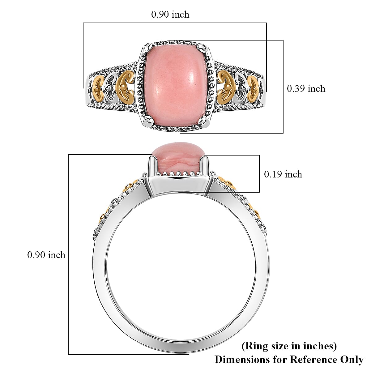 D'Joy Oregon Peach Opal 2.00 ctw Ring in 18K Vermeil YG and Rhodium Over Sterling Silver (Size 7.0) image number 5