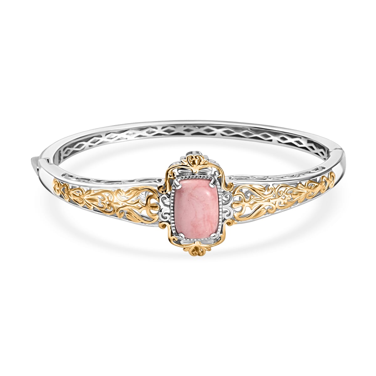 Karis Premium Oregon Peach Opal 4.50 ctw Bangle Bracelet in 18K YG Plated and Platinum Bond (7.25 In) image number 0