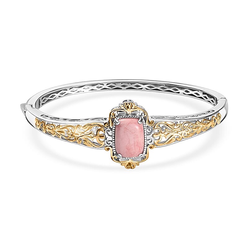 Karis Premium Oregon Peach Opal 4.50 ctw Bangle Bracelet in 18K YG Plated and Platinum Bond (7.25 In)