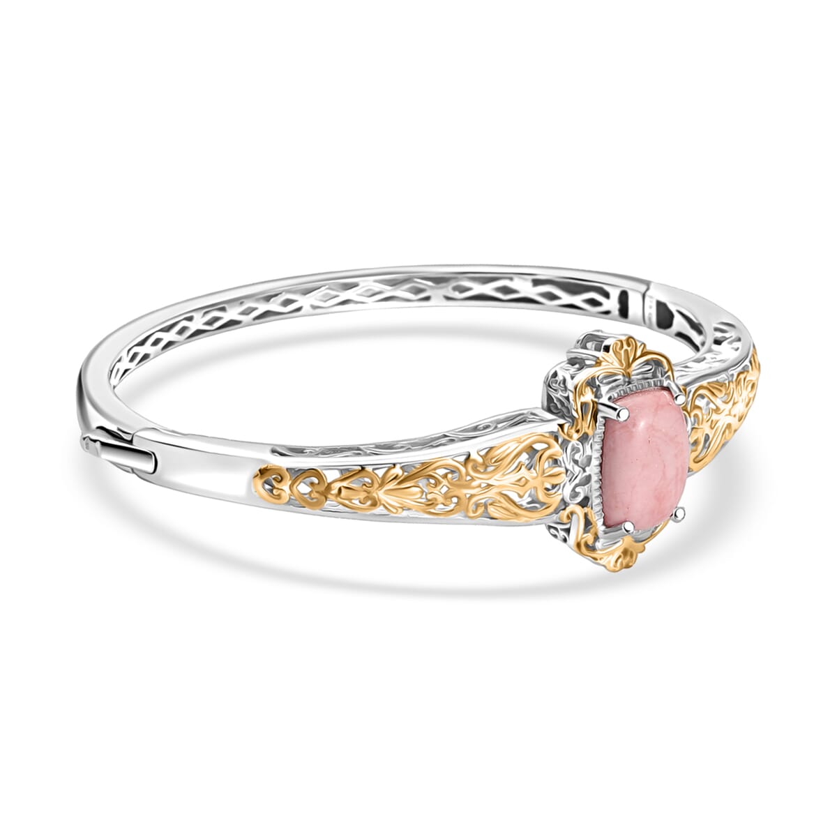 Karis Premium Oregon Peach Opal 4.50 ctw Bangle Bracelet in 18K YG Plated and Platinum Bond (7.25 In) image number 3