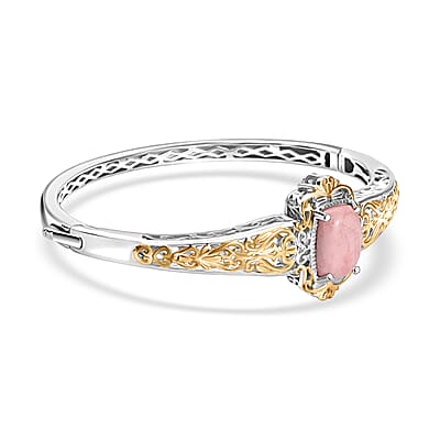 Karis Premium Oregon Peach Opal 4.50 ctw Bangle Bracelet in 18K YG Plated and Platinum Bond (7.25 In)