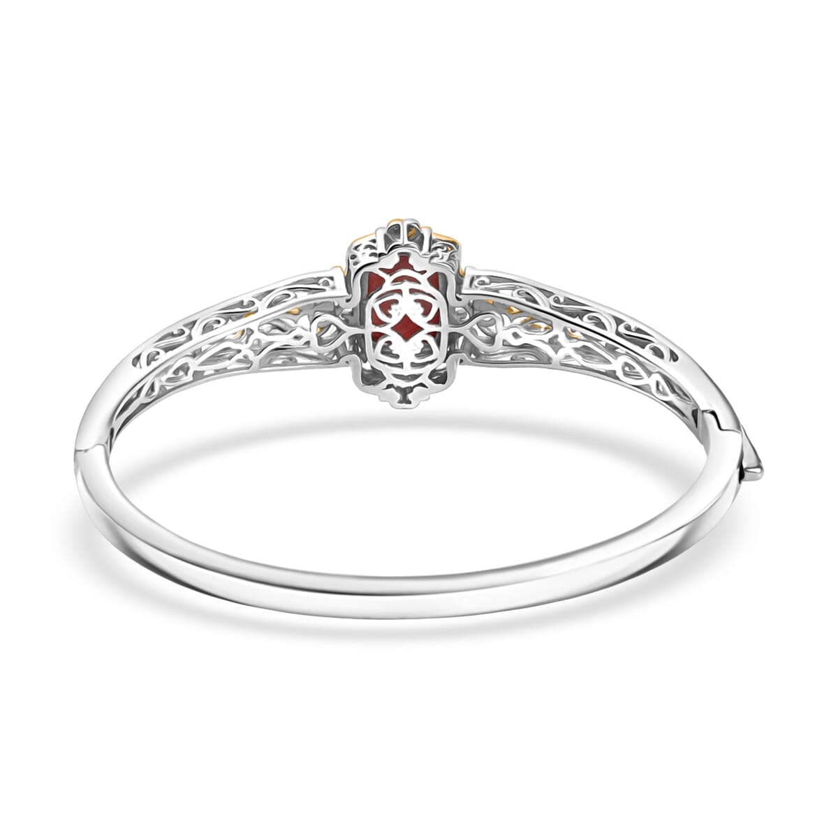 Karis Premium Oregon Peach Opal 4.50 ctw Bangle Bracelet in 18K YG Plated and Platinum Bond (7.25 In) image number 4