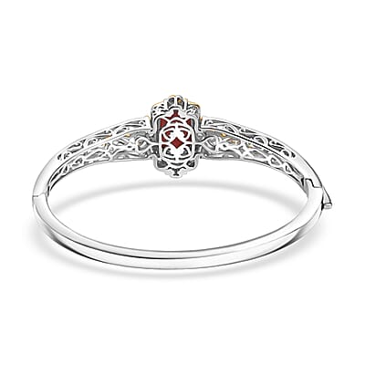 Karis Premium Oregon Peach Opal 4.50 ctw Bangle Bracelet in 18K YG Plated and Platinum Bond (7.25 In)