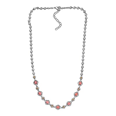 Karis Oregon Peach Opal and Multi Gemstone 2.50 ctw Floral Necklace in Platinum Bond 18 Inches