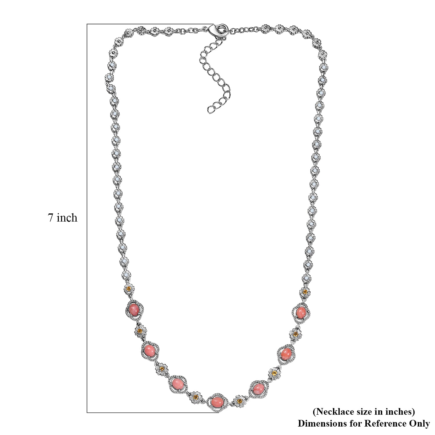 Karis Oregon Peach Opal and Multi Gemstone 2.50 ctw Floral Necklace in Platinum Bond 18 Inches