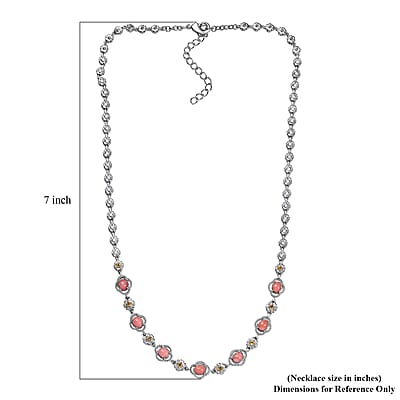 Karis Oregon Peach Opal and Multi Gemstone 2.50 ctw Floral Necklace in Platinum Bond 18 Inches