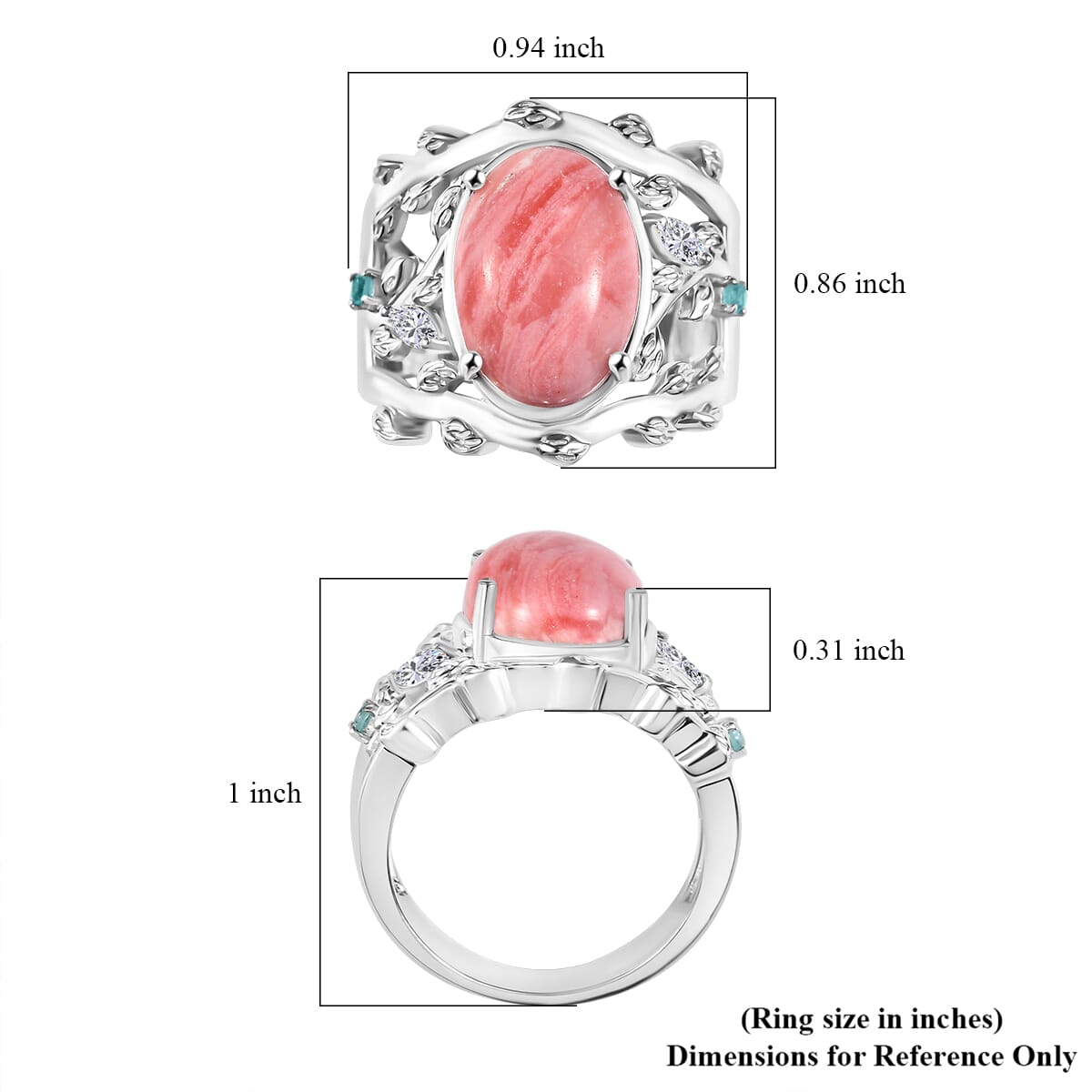 Karis Oregon Peach Opal and Multi Gemstone 4.30 ctw Tree Branch Ring in Platinum Bond (Size 7.0) image number 5