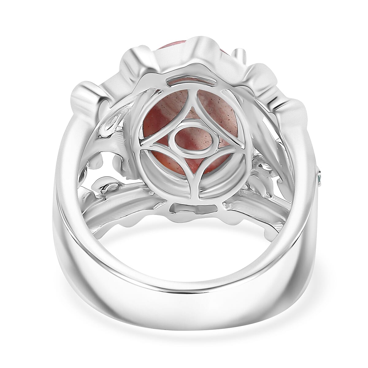 Karis Oregon Peach Opal and Multi Gemstone 4.30 ctw Tree Branch Ring in Platinum Bond (Size 8.0) image number 4