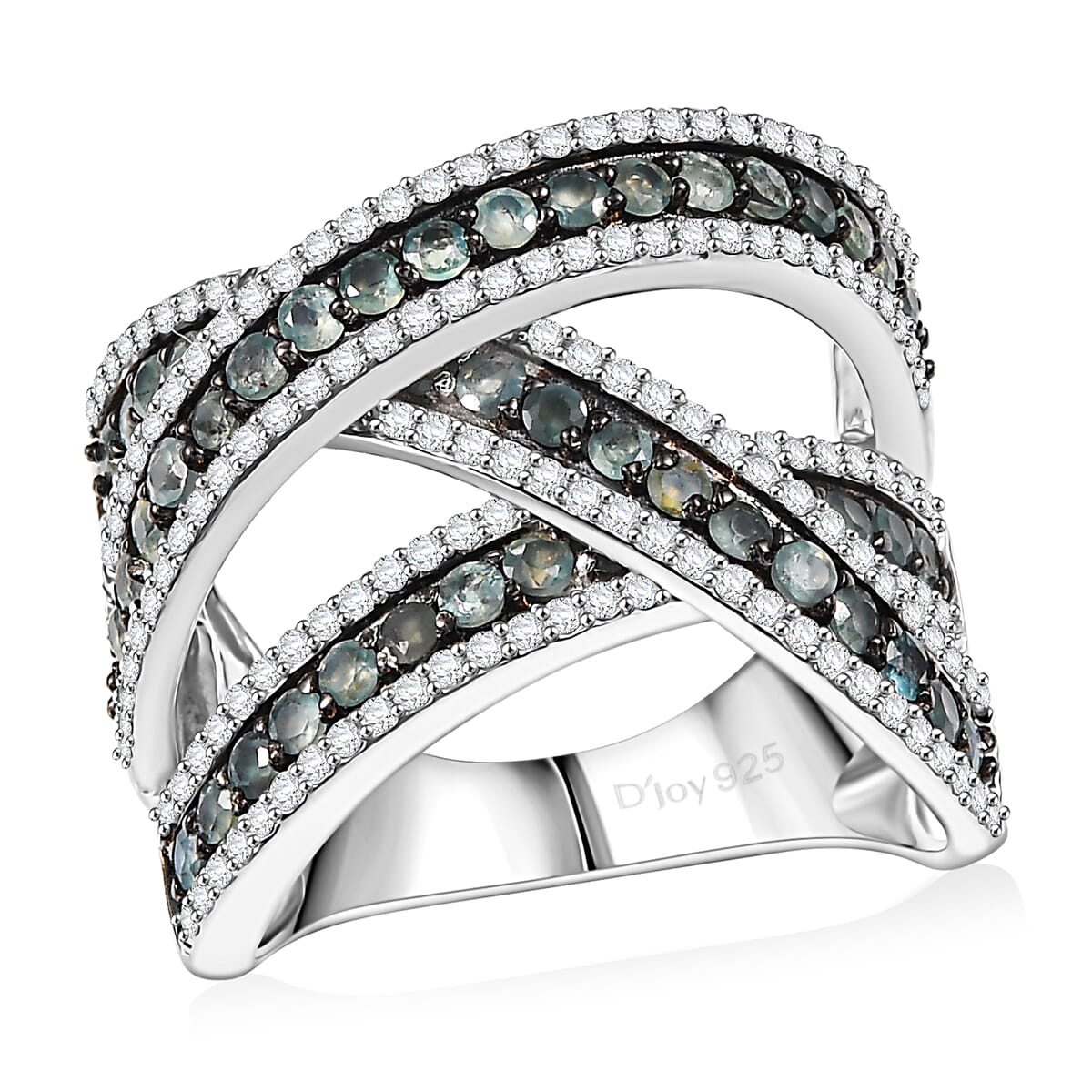 D'Joy Narsipatnam Alexandrite and White Zircon 3.00 ctw Crossover Bridge Ring in Rhodium Over Sterling Silver (Size 10.0) image number 0