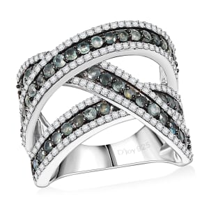 D'Joy Narsipatnam Alexandrite and White Zircon 3.00 ctw Crossover Bridge Ring in Rhodium Over Sterling Silver (Size 10.0)