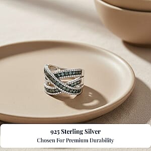 D'Joy Narsipatnam Alexandrite and White Zircon 3.00 ctw Crossover Bridge Ring in Rhodium Over Sterling Silver (Size 10.0)