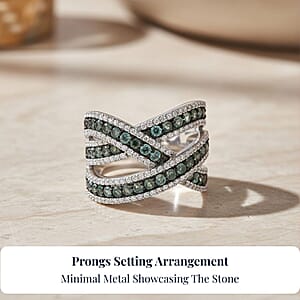 D'Joy Narsipatnam Alexandrite and White Zircon 3.00 ctw Crossover Bridge Ring in Rhodium Over Sterling Silver (Size 10.0)