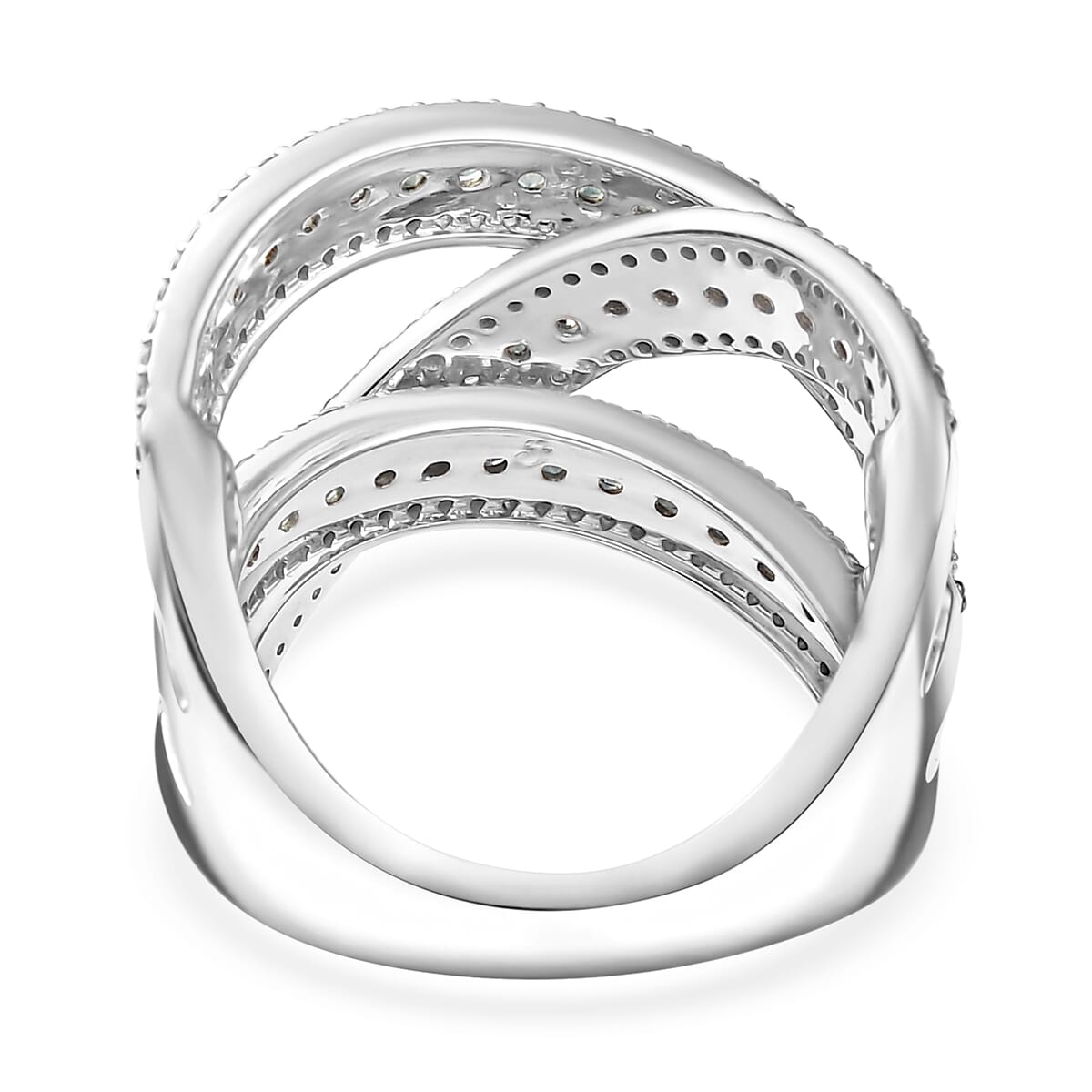 D'Joy Narsipatnam Alexandrite and White Zircon 3.00 ctw Crossover Bridge Ring in Rhodium Over Sterling Silver (Size 10.0) image number 4