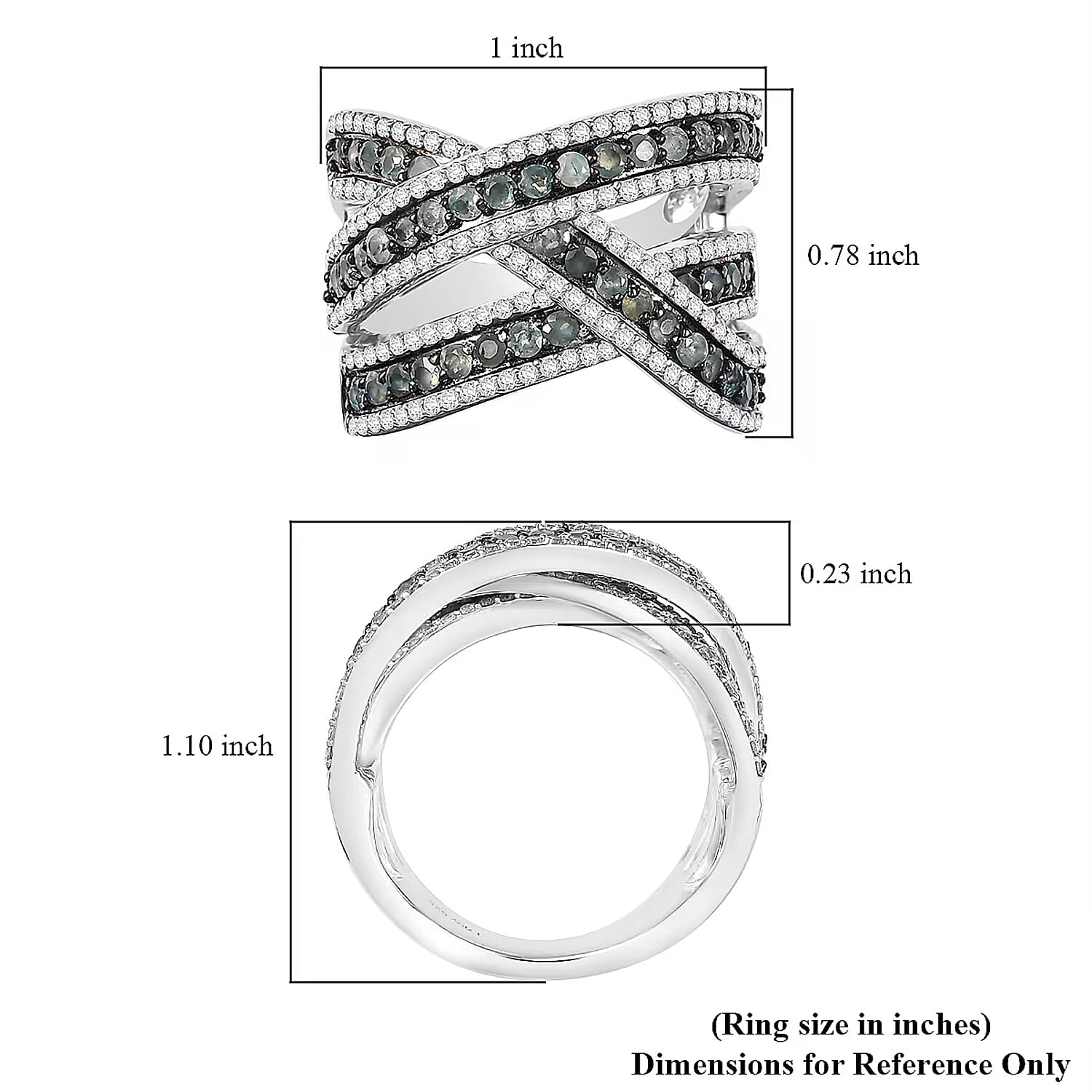 D'Joy Narsipatnam Alexandrite and White Zircon 3.00 ctw Crossover Bridge Ring in Rhodium Over Sterling Silver (Size 10.0)