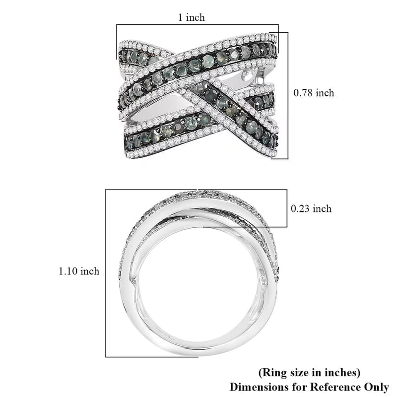 D'Joy Narsipatnam Alexandrite and White Zircon 3.00 ctw Crossover Bridge Ring in Rhodium Over Sterling Silver (Size 10.0)