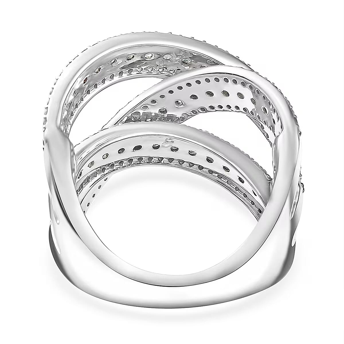 D'Joy Narsipatnam Alexandrite and White Zircon 3.00 ctw Crossover Bridge Ring in Rhodium Over Sterling Silver (Size 5.0) image number 6