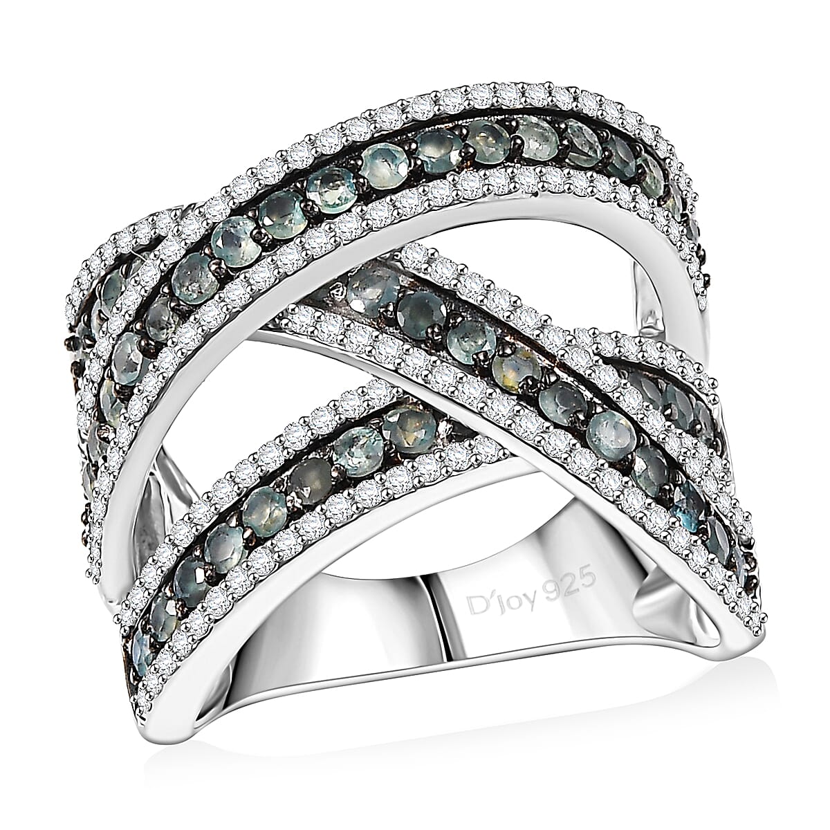 D'Joy Narsipatnam Alexandrite and White Zircon 3.00 ctw Crossover Bridge Ring in Rhodium Over Sterling Silver (Size 7.0) image number 0