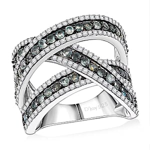 D'Joy Narsipatnam Alexandrite and White Zircon 3.00 ctw Crossover Bridge Ring in Rhodium Over Sterling Silver (Size 9.0)