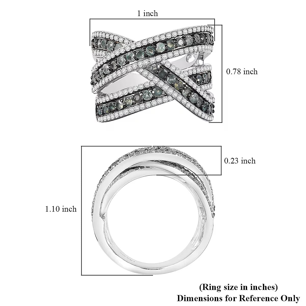 D'Joy Narsipatnam Alexandrite and White Zircon 3.00 ctw Crossover Bridge Ring in Rhodium Over Sterling Silver (Size 9.0) image number 5