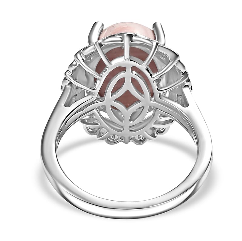 Karis Oregon Peach Opal and Chrome Diopside 4.20 ctw Floral Ring in 18K YG Plated and Platinum Bond (Size 10.0)
