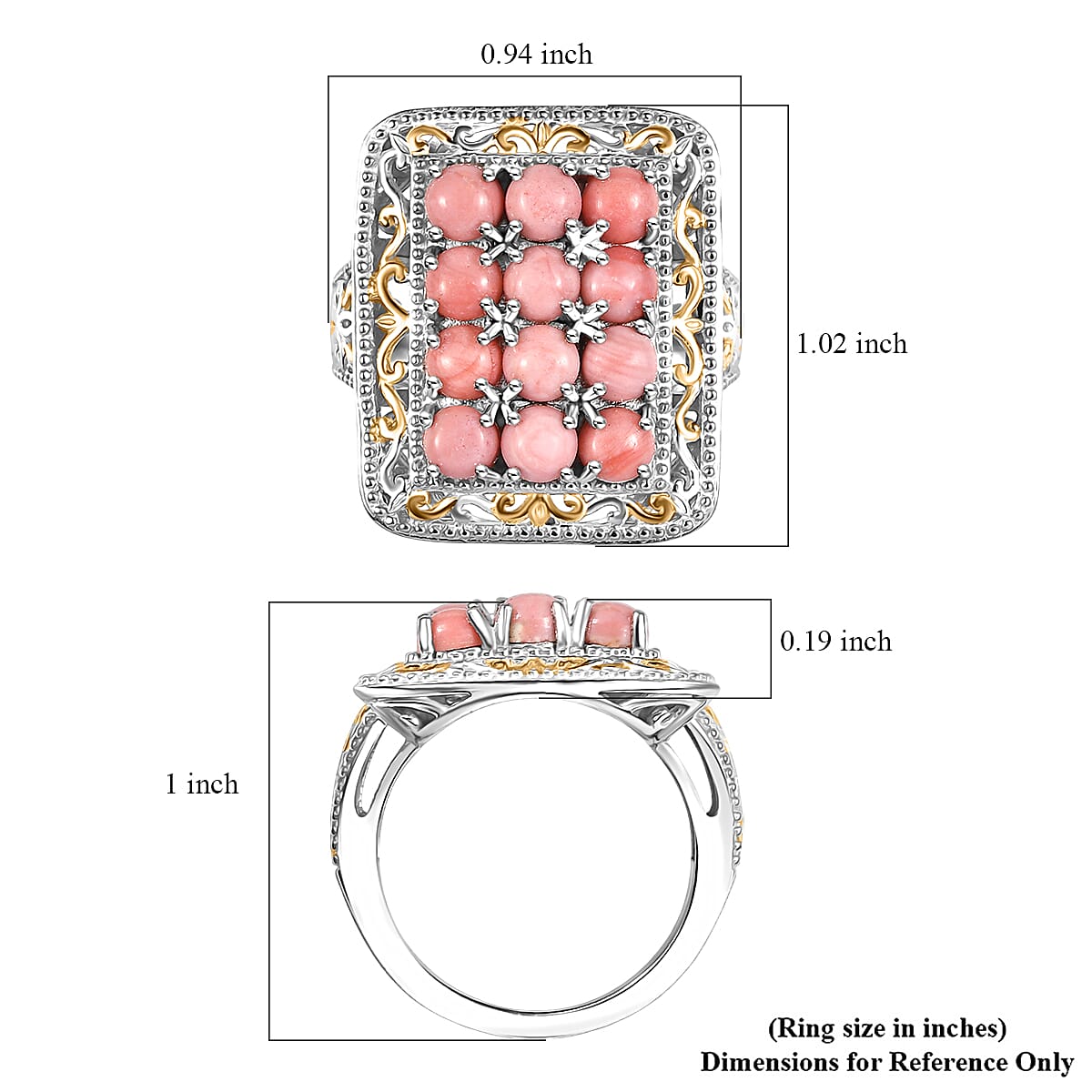 Karis Oregon Peach Opal 2.90 ctw Victorian Floral Ring in 18K YG Plated and Platinum Bond (Size 10.0)
