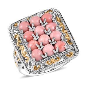 Karis Oregon Peach Opal 2.90 ctw Victorian Floral Ring in 18K YG Plated and Platinum Bond (Size 7.0)